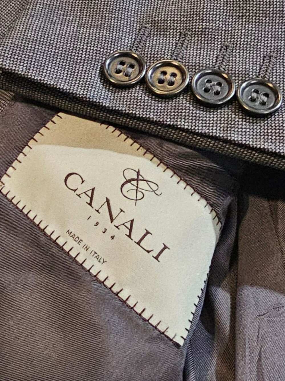 Canali 1934 Made in Italy Wool Dual Vent Stitched Lapel Blazer Jacket 42R - Picture 2 of 11